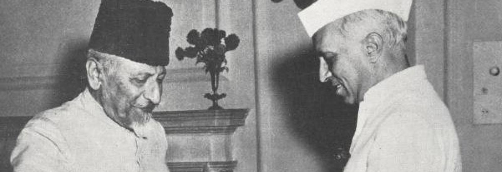 Jawaharlal Nehru with Abul Kalam Azad.